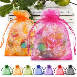 ANZUKU 50 Pack Multicolor Organza Bags 3x4 Inch, Small Candy Bags, Mini Gift Bags, Jewelry Bags Drawstring, Little Mesh Bags for Party Wedding