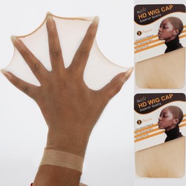 BEEOS BEEOS Skinlike HD Wig Cap, 4 Pieces Invisible and Sheer Breathable Ultra-thin Stretchy Stocking Caps for Lace Front Wigs