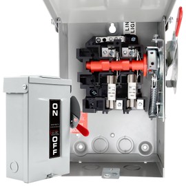 30 Amp Disconnect Box, 2 Pole Fusible Safety Switch, 110/240V, Heavy Duty Metal Structure, Reserved Knout-Outs Design, NEMA 3R Enclosure for Outdoor, 10-Year Warranty, Ideal for Commercial Application