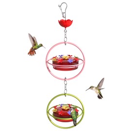 Hummingbird Feeder for Outdoors 2 Pack,Containing Ant Moat & 8 Feeding Ports,Outdoors Garden Yard Décor, 2Pc Hummingbird Feeder top Filling, Metal Frame/24 Ounces