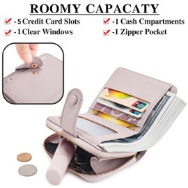 ANYWN Women's Small Soft Leather Purse Small Purse Women's Mini Purse with Large Zip Coin Compartment, Purple