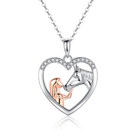 EYQV Horse Gifts for Girls Women, Girl and Horse Necklace Gifts for Horse Lovers, Christmas Gifts Graduation Birthday Gifts for Teenage Girls Daughter Granddaughter Niece