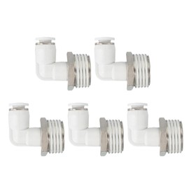 PATIKIL Push-to-Connect-Anschlussstück, 5 Stück pneumatischer Luft-Winkel-Schnellverbinder, 1/2 Zoll PT Außengewinde x 6 mm Rohr, 90-Grad-Anschlussschlauch-Winkelstück, weiß