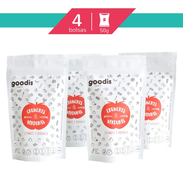 Crunchis de verduras de jitomate y albahaca - paquete de