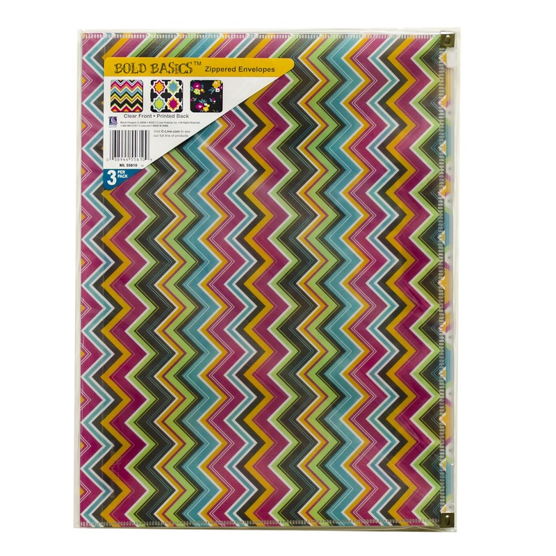 C-Line Zip 'N Go Reusable Poly Envelope, Bold Basics Design,