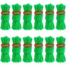 HOOPOE Guy Ropes Camping, Tent Ropes, Pack of 12 Guy Ropes, 4 mm x 4 m Tent Rope, Luminous, Rope Tent for Camping Hiking