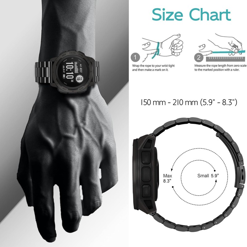 Metal Strap for Garmin Instinct 2, Quick Release Stainless Steel