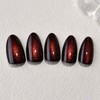 Stbisen Cat Eye Press on Nails Short Almond, Wine Red