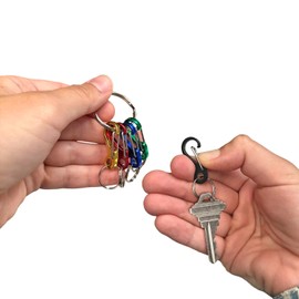 Lucky Line Key Identifiers, 1 ⅜” Small C-Shape Carabiner Keychain Clips Set, 5 Colors, 1” Nickel-Plated Key Ring Included
