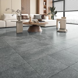 FunStick 30 Pcs Peel and Stick Floor Tile Waterproof Slate Grey Granite Vinyl Flooring Peel and Stick Tile Floor for Bathroom Sticky Tiles for Floor Kitchen Basement Grey Laminate Flooring 12x12 Inch