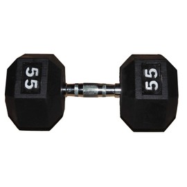 TDS Rubber Hex Dumbell - 55 lb sold as single by New York Barbells