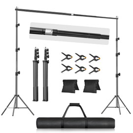 EMART 10x10FT Backdrop Stand, Photo Video Studio Adjustable&Lockable Heavy Duty Background Support System Kit with 6 Backdrop Clamps, 2 Sandbag and Carry Bag for Photography, Parties, Wedding, Video
