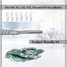 Scalpel Handle #4 Long Stainless Steel Knife, Blade Holder with Measurement Scale 0-6cm for Students, DIY Crafts, Repair Equipment Fits Blades No. 20, 21, 22, 23, 24 & 25 Multipurpose Tool