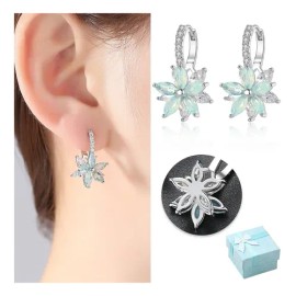 CRYZMITOL 2pz Aretes de Orquídea Mujer con Circonita Cúbica Pendientes Para Mujeres, joyeria Moda,Regalo para Mujer Niñas Aretes regalo