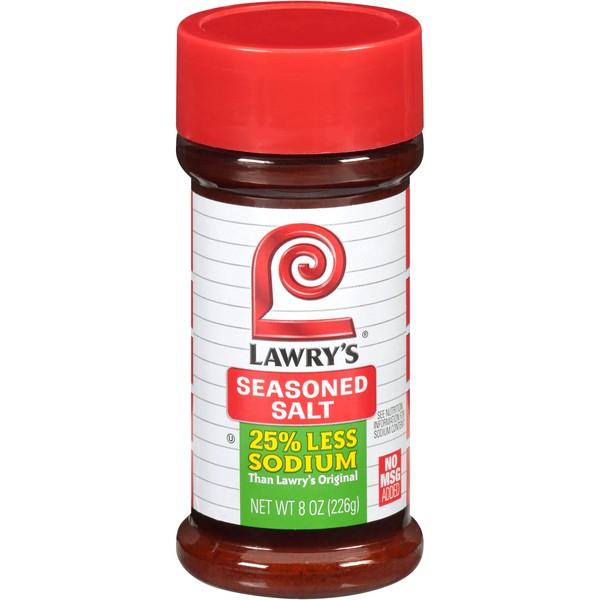 Lawry's 25% Less Sodium Seasoned Salt, 8 oz (Pack of 12)