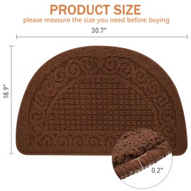 Echaprey Echaprey Half Round Non-Slip Kitchen Bathroom Toilet Doormat Floor Rug Mat Keeps Your Floors Clean Home Decor (Large, Coffee)