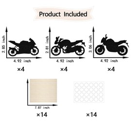 Motorbike Happy Birthday Centerpieces Sticks, Motorbike Theme Birthday Party Decorations, Motorcycle Rider Dirt Bike Racing Theme Baby Shower Party Decoration Supplies 12 Pieces Black