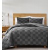 TRULY SOFT Textured Checkered Grey Full/Queen 3 Piece Comforter Set,