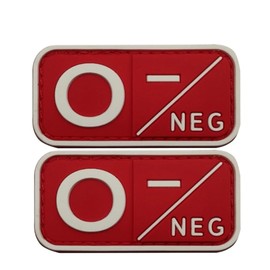 Yanxiangfa 2 PCS Mini O-Emergency Positive Patch PVC (red) with hat, Tablet Holder, Backpack, First aid kit, Blood Type, PVC Blood Type in O-Position (2x1 inches)