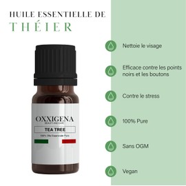 Oxxigena - Tea Tree Essential Oil - 10ml - Made in Italy - 100% Pure, Natural, Vegan, GMO Free - Ideal for Aromatherapy, Massage Mixes