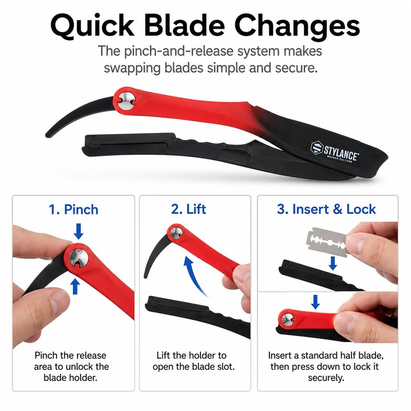 STYLANCE Foldable Straight Razor Holder, Fast and East to Assemble,