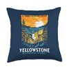 Retro Yellowstone National Park WPA Style Lower Falls Throw Pillow