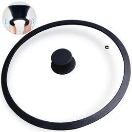 Glass Lid for 11 Inch Cast Iron Skillets Frying Pans, 28cm Tempered Lids for Dutch Ovens, 11In Pan Cover with Stainless Steel Rim for Stock Pots, Heat Resistant Handle, Dishwasher Safe