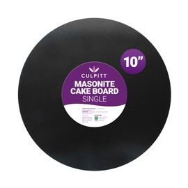 Culpitt Culpitt Black 10" Masonite Cake Board, Extra Strong Cake Board, Round Cake Drum, 5mm Thick | Gloss Black | 254mm | 10 Inch Round