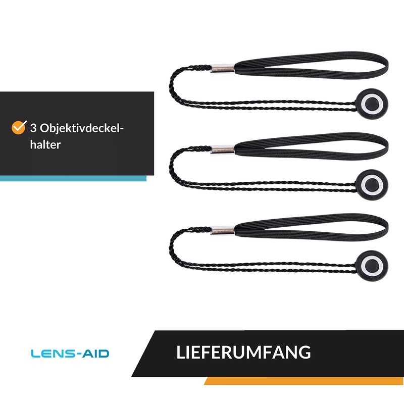 LENS-AID Lens Cap Holder with Cord for Lens Caps: Universal
