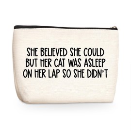 Cat Gifts for Women Funny Makeup Bag Cat Lover Gifts for Women Female Cat Owner Sister Best Friend Cat Themed Gifts Cat Mom Gifts Cosmetic Bag Mothers Day Graduation Birthday Gifts Travel Pouch