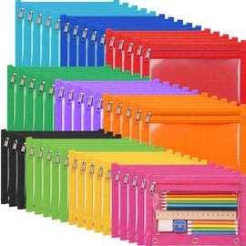 Lincia 50 Pack Pencil Pouches Bulk for 3 Ring Binder Pen Case,Colorful