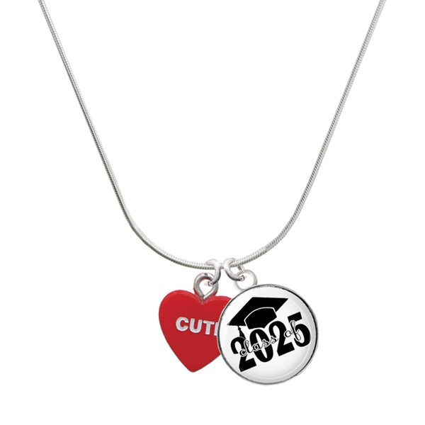 Delight Jewelry Acrylic Red Too Cute/Cutie Heart Script Class of
