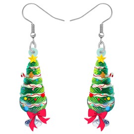 DALANE Acrylic Christmas Tree Dessert Cup Earrings Dangle Drop Candy Cane Ice Cream Jewelry Funny Gifts for Women Girls Kids Food Lovers Charms (Green)