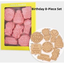 Aebor 8PCS Cookie Cutters Shapes Baking Set Moulds Cookie Cutters Form for DIY Holiday Party Baking (Birthday Theme)