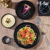 E-far Black Dinnerware Sets for 6, 18-Piece Stoneware Plates and