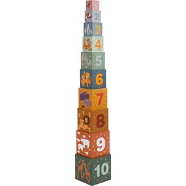 small foot Stacking Cube "Safari", Motor Skills Toy, Sorting Game for Learning to Count, for Children from 12 Months, 11957