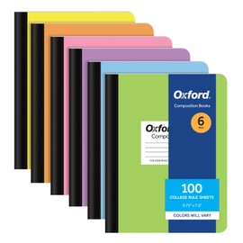 Oxford Cuadernos de composicin, paquete de 6, los colores de la cubierta varan, papel rayado universitario, diarios escolares de 9-34 x 7-12 pulgadas 
