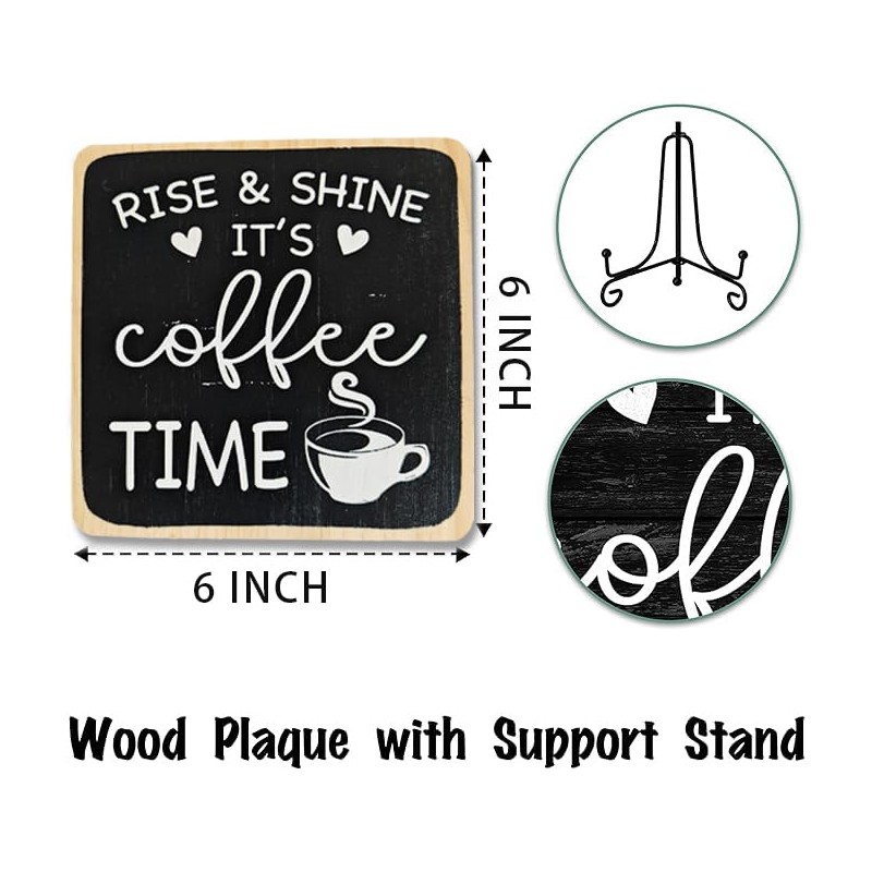 Farmhouse Coffee Bar Sign, Rise & Shine It's Coffee Time,