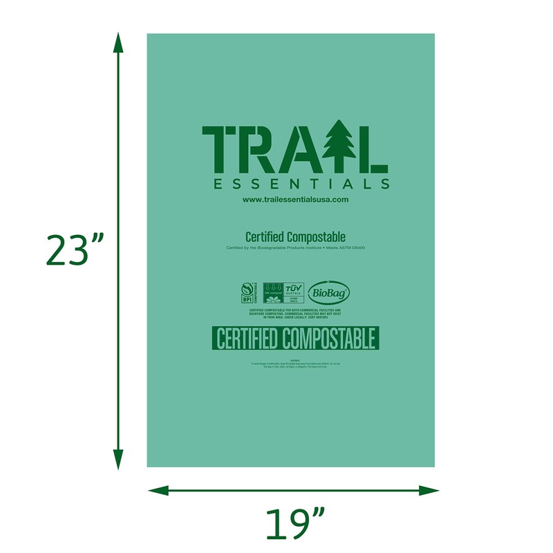Trail Essentials 25 Count Biodegradable Toilet Bags, 5 Gallon Capacity,