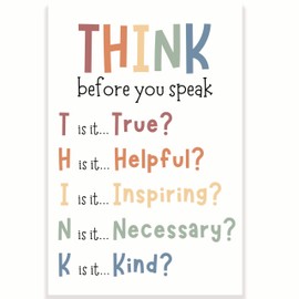 Printlabz Think Before You Speak Classroom Poster - Positive Inspiring Motivational - 12 x 18 Inch - Classroom Decor