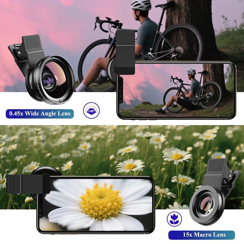 KWTOUL Phone Camera Lens 2 in 1 Phone Lens Kit,