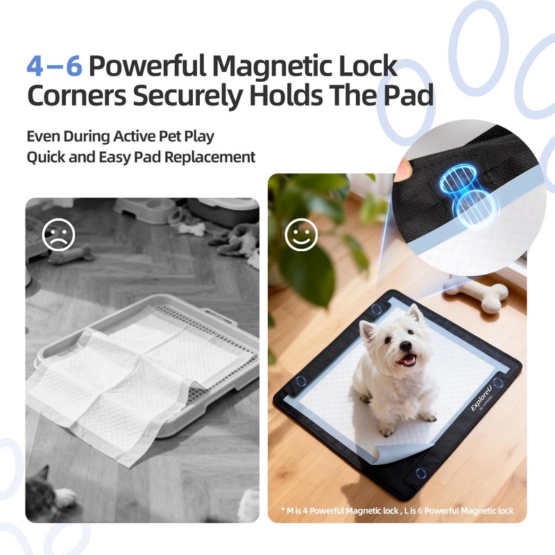 Pee Pad Holder,Folded Non-Slip for Potty Tray with Magnetic Lock,M:24"x28"