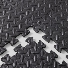 Phoenix Fitness Interlocking Floor Mats - 12 Non-Slip EVA Foam Flooring Tiles for Home, Gym, Garage, Kids Room & Exercise - Heavy-Duty Protective Floor Mat for Indoors & Outdoors - 30x30cm, Black