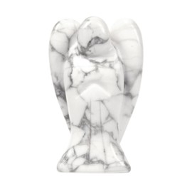 Justinstones Carved White Howlite Gemstone Peace Angel Pocket Guardian AngelHealing Statue 2 inch