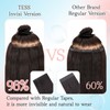 TESS Invisible Tape In Hair Extensions Human Hair Brown Injected