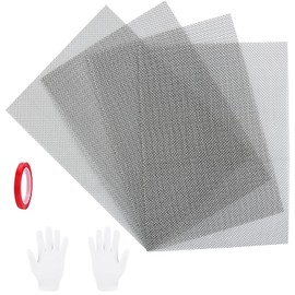 Pack of 4 Wire Mesh Fine Mesh 20 Mesh, 304 Stainless Steel Wire Mesh, Wire Mesh Sheet, Stainless Steel Mesh Sheet, Stainless Steel Mesh for Mouse Grid, Vole Grid, Ventilation Grille