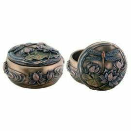 Summit Collection Dragonfly with Flowers Art Nouveau Design Jewelry Holder Box
