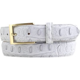 BELTINGER Belt with Crocodile Embossed 3 cm Leather Belt for Men with Gold Belt Buckle 30 mm Crocodile Look Crocodile Pattern 3 cm, Light grey, gold