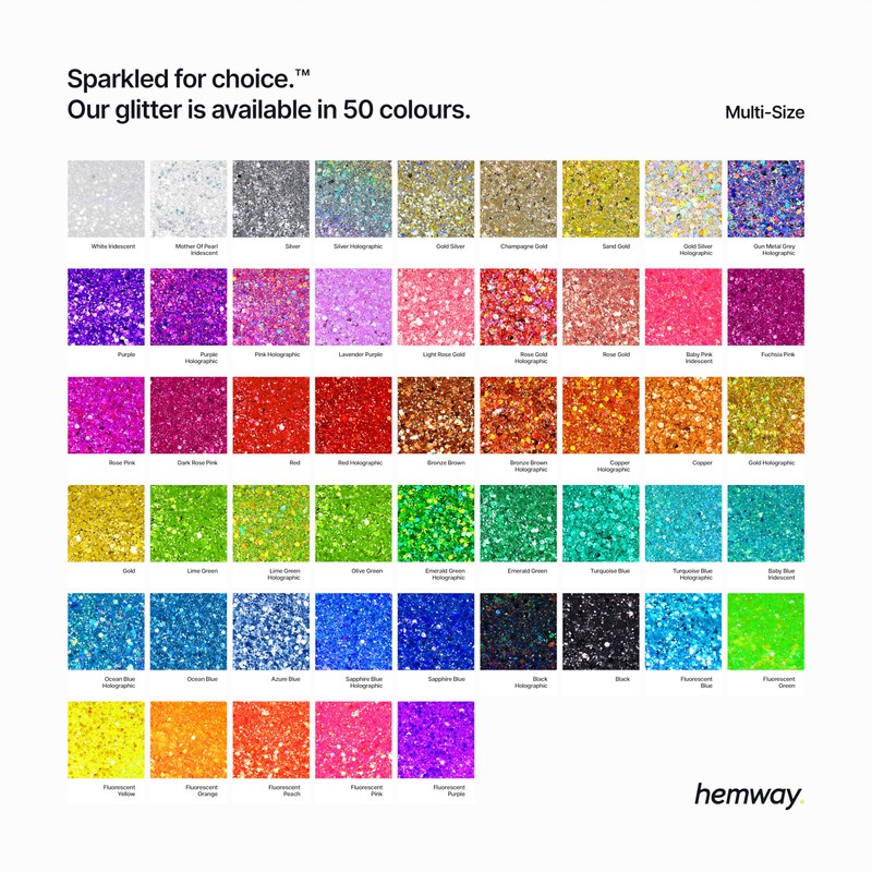 Hemway Silver Holographic Glitter Shaker, 120g Multi Size Glitter