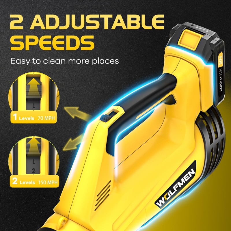 Leaf Blower, Electric Cordless Leaf Blower with 2 Batteries and